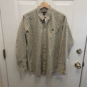 Brooks Brothers Fleece Boys XL Blue Yellow Gingham Button Down‎ Non-iron Preppy
